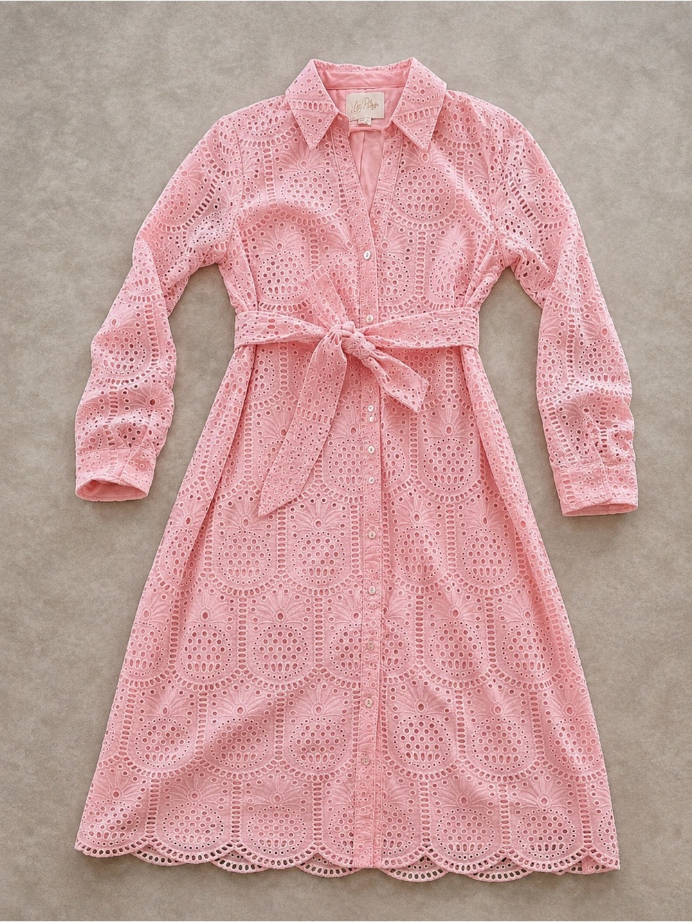 NWT Lilly Pulitzer Eira Midi Shirtdress Pink Muse Pineapple Tile Eyelet 6